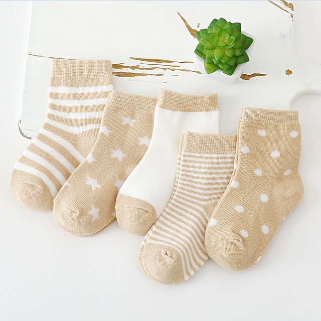 5pairs/lot 0 to 6 Years Kids Soft Cotton Socks Boy Girl Baby Cute Cartoon Warm Stripe Dots Fashion School Socks Autumn Spring