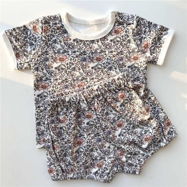 Newborn Baby Girl Boy Clothes Summer Floral Cotton Baby Clothes Sets Short Sleeve Tops T-shirt + Shorts 2pcs Baby Outfits