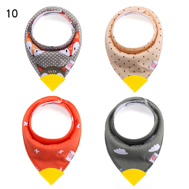 Baby Bibs With Teether Baby Stuff Triangle Bib Silicone Baby Scarf Cotton Drooling Cloth Towel Burp Feeding Infant Towel