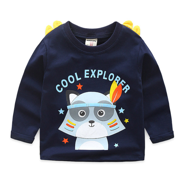 Kids Boys Cartoon T-short Autumn Long Sleeve Primer Tops