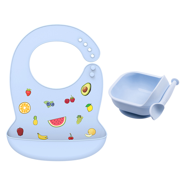 LOFCA 1 Set Baby Silicone Feeding Bowl Food Grade Liquid-Proof Suction Rotating Bowl Learning Dishes Tableware Children Plate