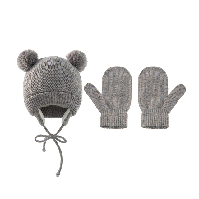 Winter Protection Baby Hats Kids Autumn Warm Knitted Winter Hat Newborn Baby Cute Gloves Hats For 6-48 Months