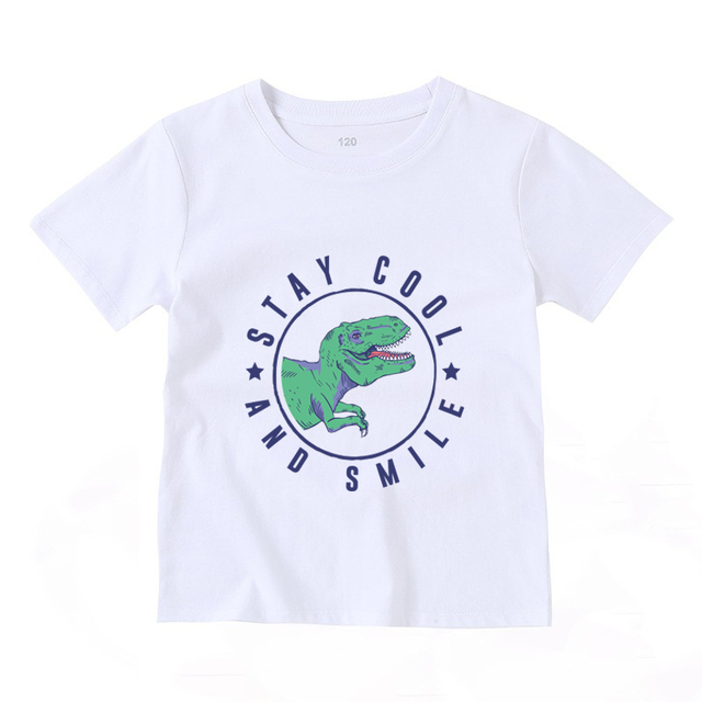 2022 Fashion Boys and Babies' Short Sleeve T-shirt Boys T-Rex Crewneck Dinosaur T-shirt Cotton Tops Tees Summer Clothes