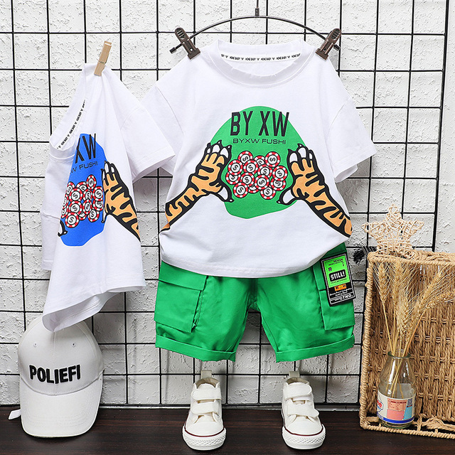 New Boys Clothes Summer Newborn Baby Girl Clothes Children Cartoon Sport T-shirt + Shorts 2pcs/set Infant Costume Kids Tracksuit