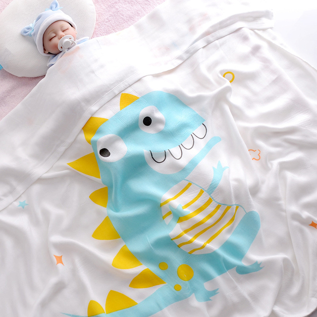 110x110cm Breathable Cartoon Bath Towel Newborn Swaddle Wrap High Quality Baby Blanket Infant Bedding Baby Ice Silk Blankets