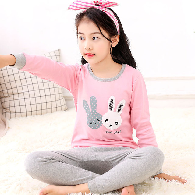 Easter Pajamas Kids Pajamas Girl Sleepwear Set Cotton Rabbit Top+Pants Pajama Outfit Long Sleeve 2pc Pink Children Night Clothes