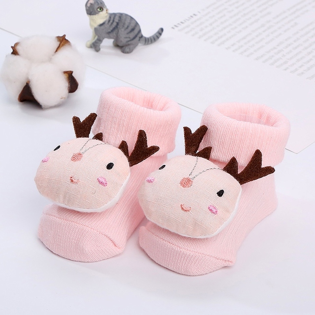 Newborn Baby Girl Boy Cute Cartoon Pattern Cotton Socks Infant Anti-slip Warm Floor Socks Medium Tube Knitted Socks