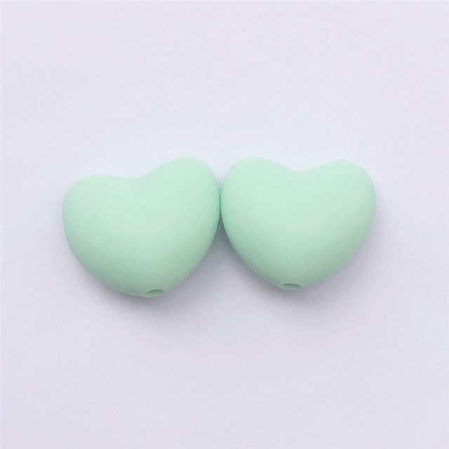 Chenkai 100pcs BPA Free Silicone Heart Teether Beads DIY Baby Pacifier Shower Soother Nursing Pendant Toy Sensory Accessory