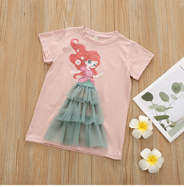 Summer Baby Girls Dresses Korean Cute Toddler Clothes Mesh Cartoon Fox Clothes Toddler Clothes