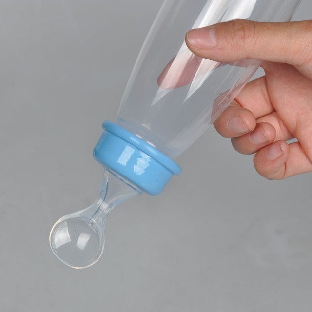 Newborn Baby Silicone Feeding Bottle Training Rice Spoon Baby Cereal Food Supplement Safe Tableware