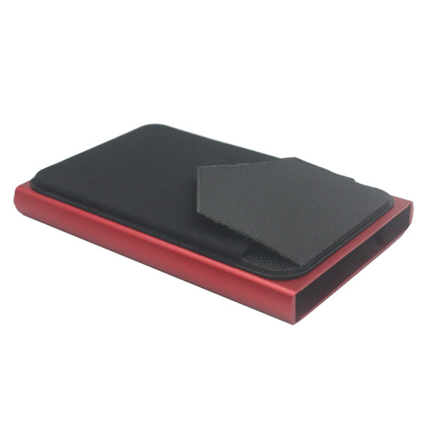 Slim Aluminum Wallet With Elastic Back Pouch ID Credit Card Holder Mini Rfid Wallet Automatic Pop Up Bank Card