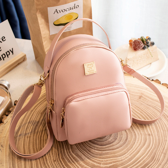 Ladies Backpack Luxury Pu Pikawai Cute and Elegant Girls School Bag Simple Pure Color Backpack Mochila