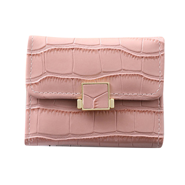 Leather women's wallet female short retro three-fold folding student version simple multi-card crocodile pattern coin purse