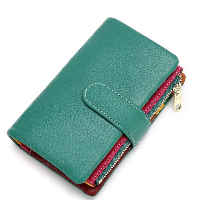 Fashion women's new small wallet multi-card zipper bag fashion buckle first layer cowhide coin purse female