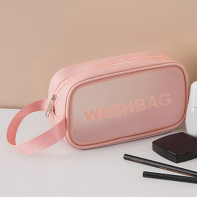 Portable Large Capacity Travel Portable Transparent Wash Bag PU Waterproof Matte Cosmetic Bag Skin Care Product Storage Bag