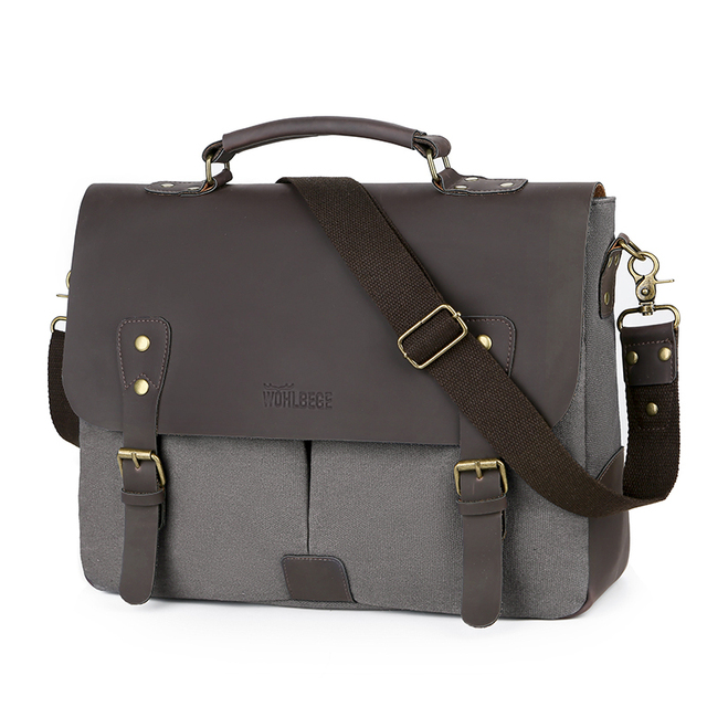 High Quality Business Laptop Canvas Briefcase Shoulder Bag for Men 14'' Computer Handbag Men Vintage Messenger Bag Dropshipping