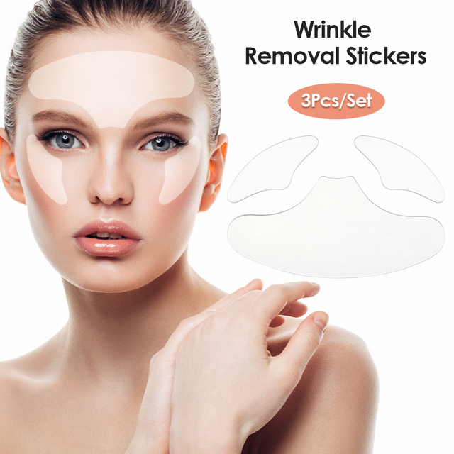 Reusable Silicone Wrinkle Removal Sticker Face Lifting Strips Set Forehead Neck Line Eye Patches Remover Anti Aging Skin Pads