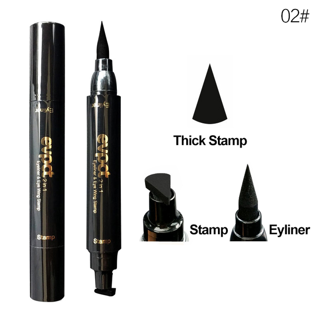 Eyes Makeup Black Double-ended Eye Liner Liquid Pencil Quick Dry Waterproof Black Makeup Stamp Wing Eyeliner Pencil TSLM1