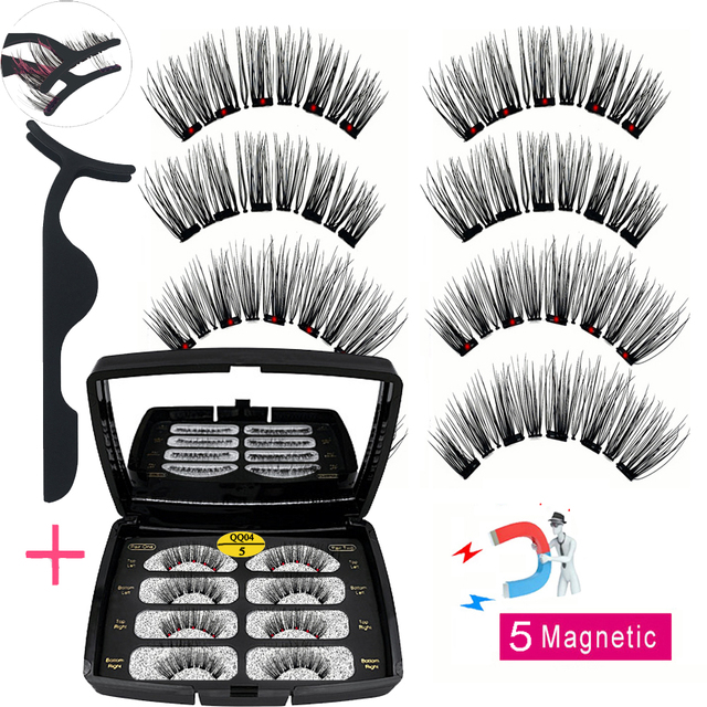 LIKOFO Magnetic Eyelashes with 5 Magnets Natural Handmade 3D/6D False Eyelashes Acrylic Box Long False Eyelashes Cosmetics for Gift