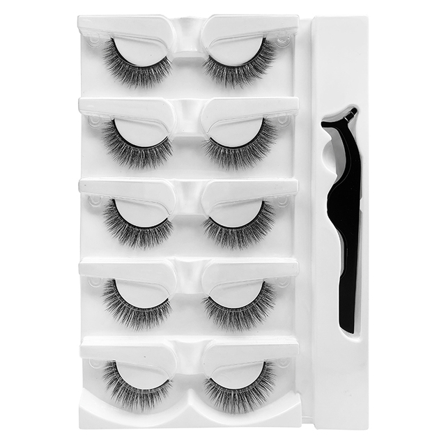 5 Pairs - Reusable Self Adhesive False Eyelashes With Adhesive Tape Natural Waterproof Eye Lashes To Wear No Glue Needed