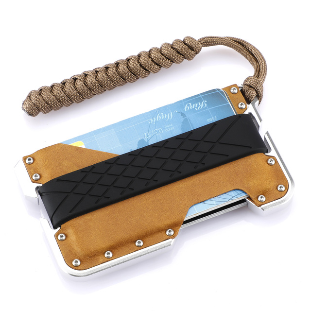 Genuine Rfid Leather Card Holder for Men Simple Metal Credit Card Wallet 2021