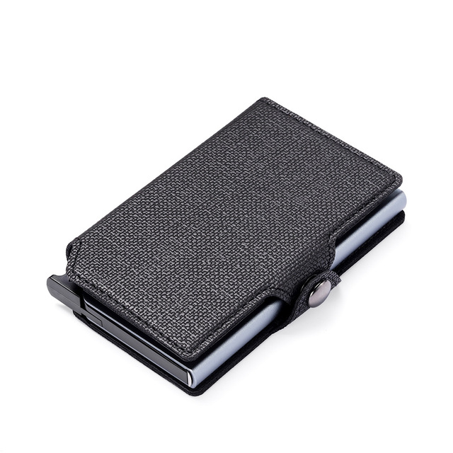 Anti RFID Credit Card Holder Men Bank ID Card Holder Bag Male Slim Metal Leather Magsafe Minimalist Pocsafe Small Aluminum Wallet