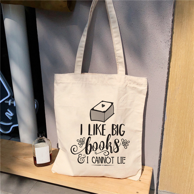 Love Big Books - Natural Canvas Tote Bag, Student Logo, Fashion Gift, Street Style Handbag, Shoulder Bag, Large Capacity