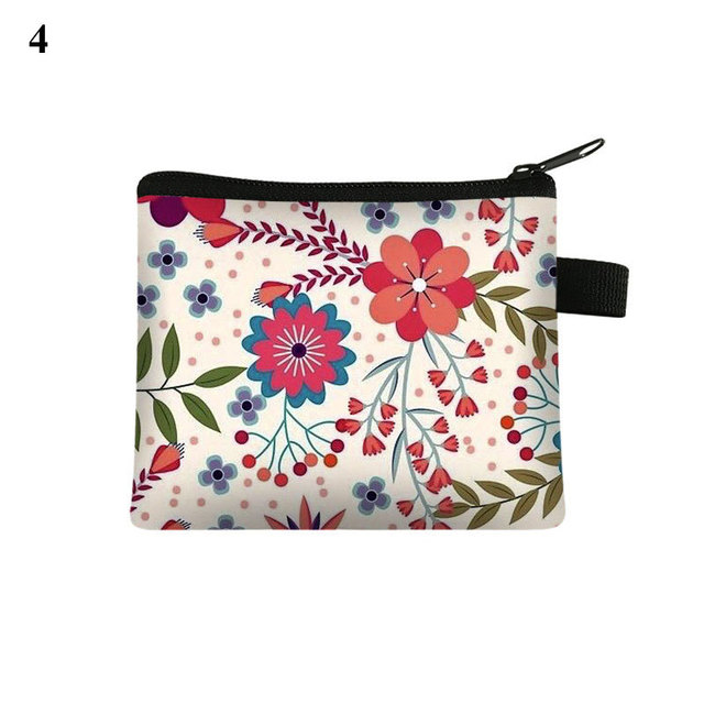 Fashion Brand Wallet Women Lovely Bowknot Flower Print Small Coin Bag Wallet Canvas Zipper Female Coin Purse Purse Earphone