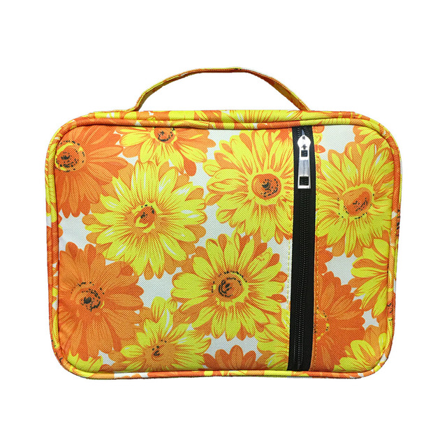 Portable Canvas Bible Cover Floral Pattern Handbag with Handle & Zippered Pocket Tote Book Holder Waterproof Cover