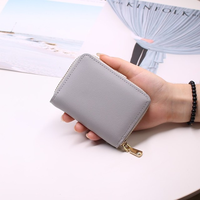 Women/Men Business Card Holder Wallet Case Red/Black/Grey/Yellow/Blue/Purple Credit Card Case 26 Bit Zipper Card Wallet