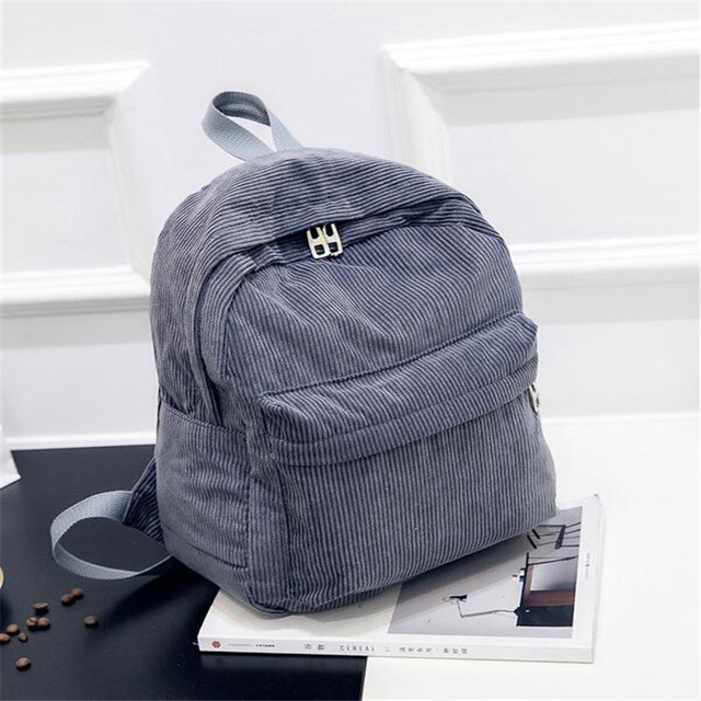 Personalized corduroy black navy khaki gary student backpack embroidered custom large capacity school bag for students and adults