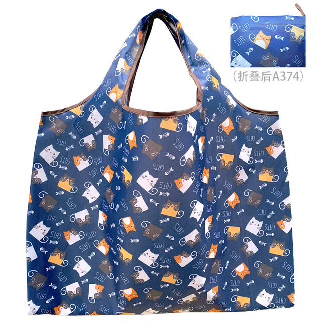 Reusable grocery bag shopping handbag animal flower beach cute gift bag vegetable fruit washable lightweight sturdy nylon hand