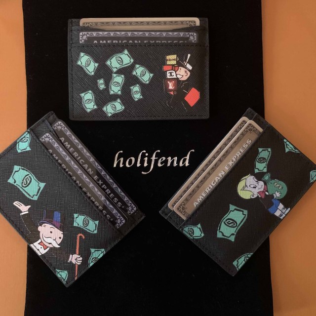 Original Holifend Unite Richie Rich Alec Monopoly Genuine Leather Card Case Credit ID Card Holder Small Wallet Men Gift