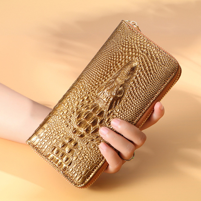 New women wallet crocodile pattern long wallet phone bag portfel damski lady clutch bag purse card holder carteira feminina