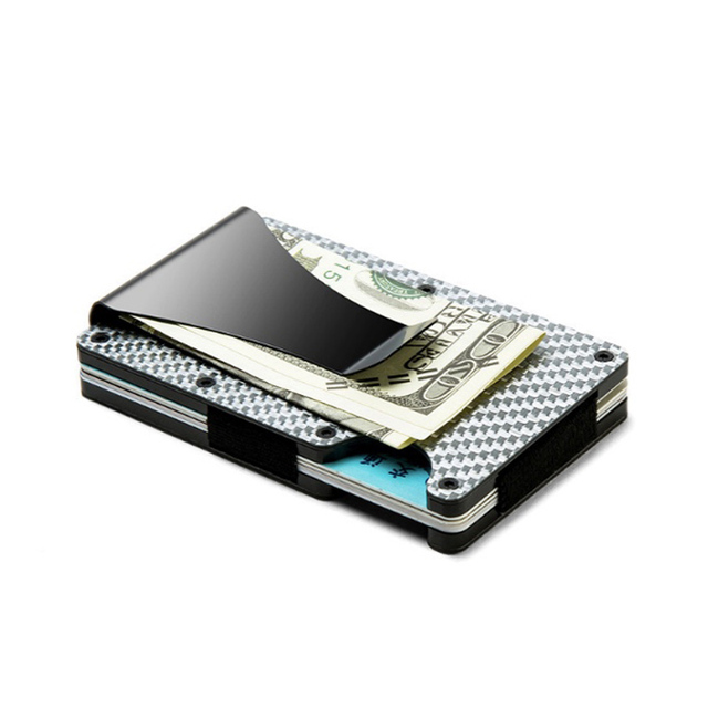 Rfid Carbon Fiber Mini Wallet Men Small Wallet Slim Thin Smart Pocket Card Wallet