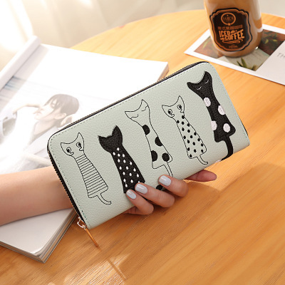 Women Cat Cartoon Luxury Wallet High Quality Creative Female Card Holder Casual Zip Ladies Clutch PU Leather Coin Purse 179Q