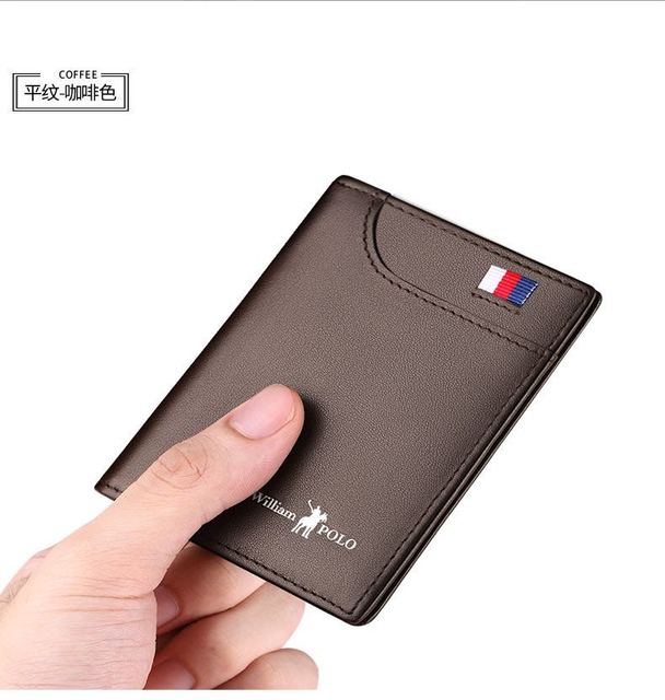 WilliamPolo - Genuine Leather Small Wallet for Men, Slim Men's Wallet, Luxury Brand, Card Clip, Slim Leather Wallet, Retro Short Wallet