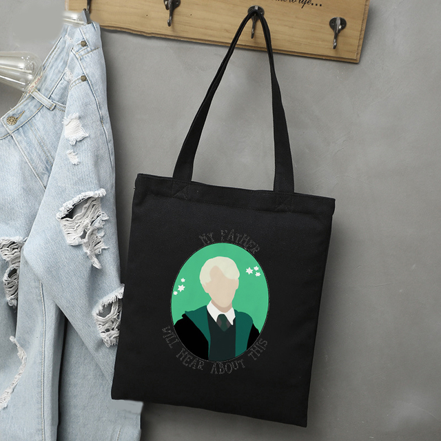 Draco Malfoy Shopping Bags Shopper Travel Bags Canvas Woman Tote Mom Designer Canvas Bags Cheap Printed Shopping Tote