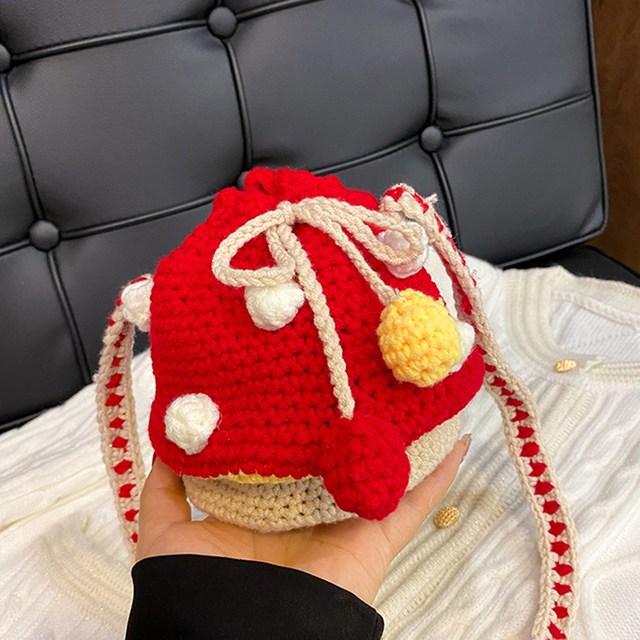 Women's Shoulder Bag Women Fashion Knit Mushroom Hit Color Shoulder Bag Female Crossbody Bags Casual Small Purse