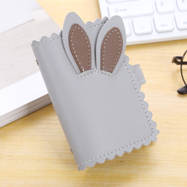 PU Leather 26 Men and Women Business Card Holder Rabbit Ear Business ID Card Holder Bag Bank Card Holder Card Holder Gift Card Holder