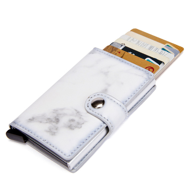 Marble card package aluminum alloy RFID anti-theft credit card box business card box simple PU Leather Wallet