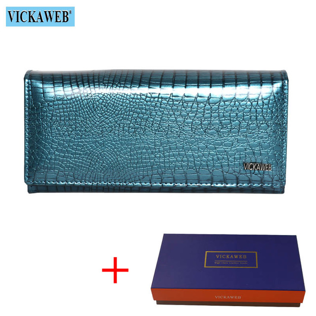 Women's Genuine Leather Magnetic Clip Wallet Fashion Long Wallet Card Holder Free Gift