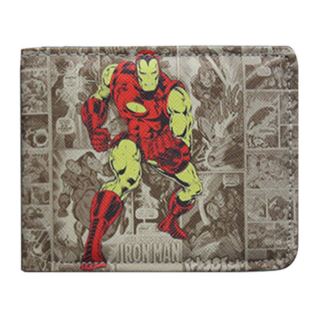 Disney Marvel Avengers Iron Man Spider-Man give boys birthday gifts anime cartoon short two fold wallet purse