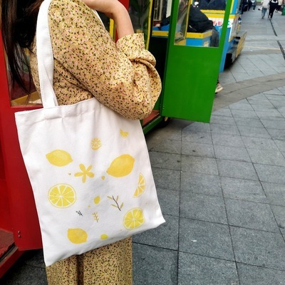 Canvas Bag Women Shoulder Bags 2022 Girls Shopper Bags Cute Cartoon Simple Print Foldable Washable Reusable Eco Tote Bag