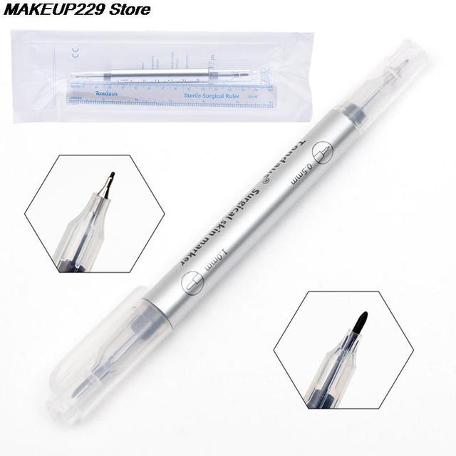 Hot 1 Set Surgical Eyebrow Skin Tattoo Marker Pen Accessories Tool With Measuring Ruler