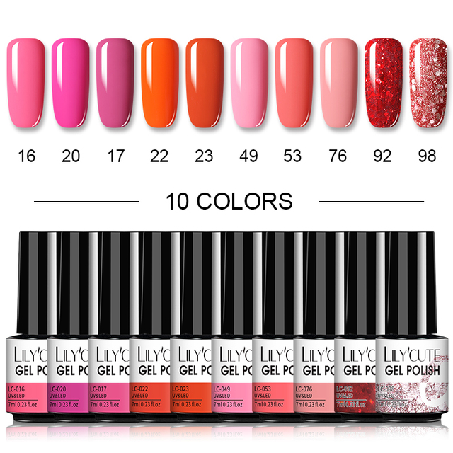 LILYCUTE 10/20/8/2pcs Gel Nail Polish Set Semi Permanent Glitter Hybrid Varnish Base Top Coat Soak Off UV LED Nails Gel