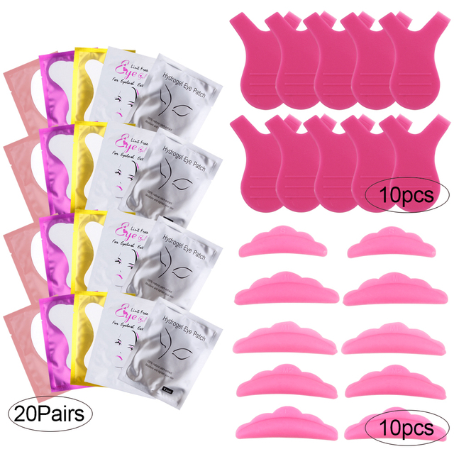 40/70pcs Y Shape Brush Silicone Eyelashes Curler Reusable Lash Lifting Perm Pad Hydrogel Patches Under Eye Eyelash Extension Kit