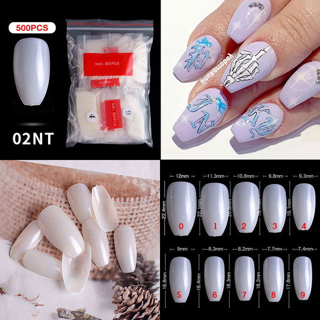 500pcs False Nail Extension Full Cover Fake Nails French False Nail Clear/White False Nail Tips Art Manicure Tool French Nail