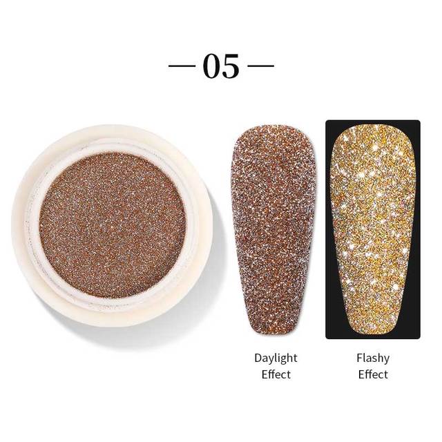 Born Pretty Reflective Glitter Powder Sea Salt Nail Powder Shining Nail Glitter Chrome Pigment Dust Hollow Powder Nail Decoration