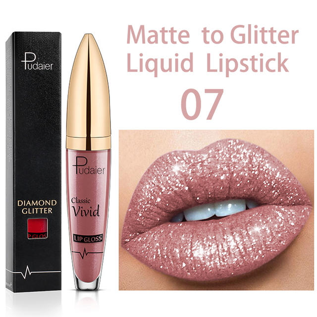 18 Color Matte To Glitter Shimmer Liquid Lipstick Shiny Diamond Lip Gloss Waterproof Long Lasting Pearl Lipgloss Women Lips Makeup